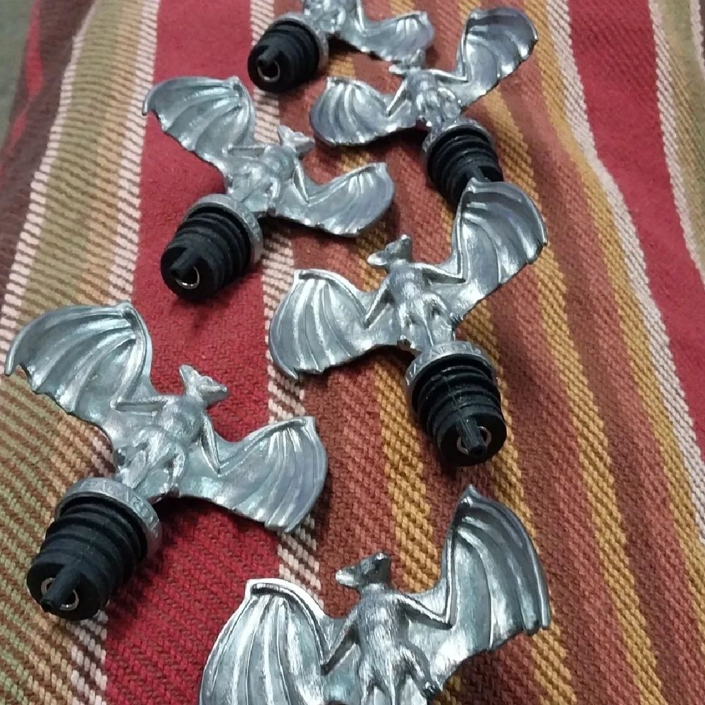 Silver Bat Bottle Stopper - Set of Metal Bat Stoppers